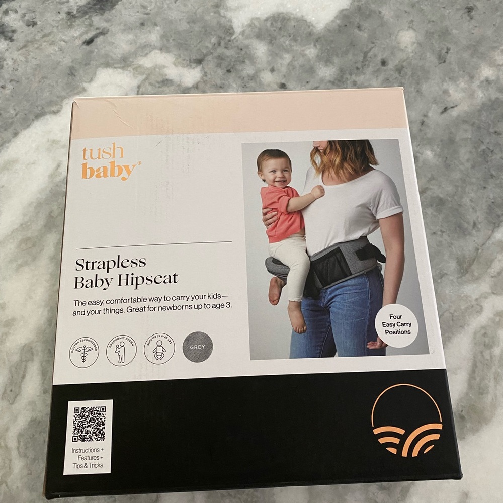TushBaby Strapless Baby Hipseat - Gray